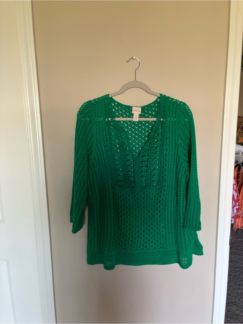 Chico's Teal Open Crochet Tunic